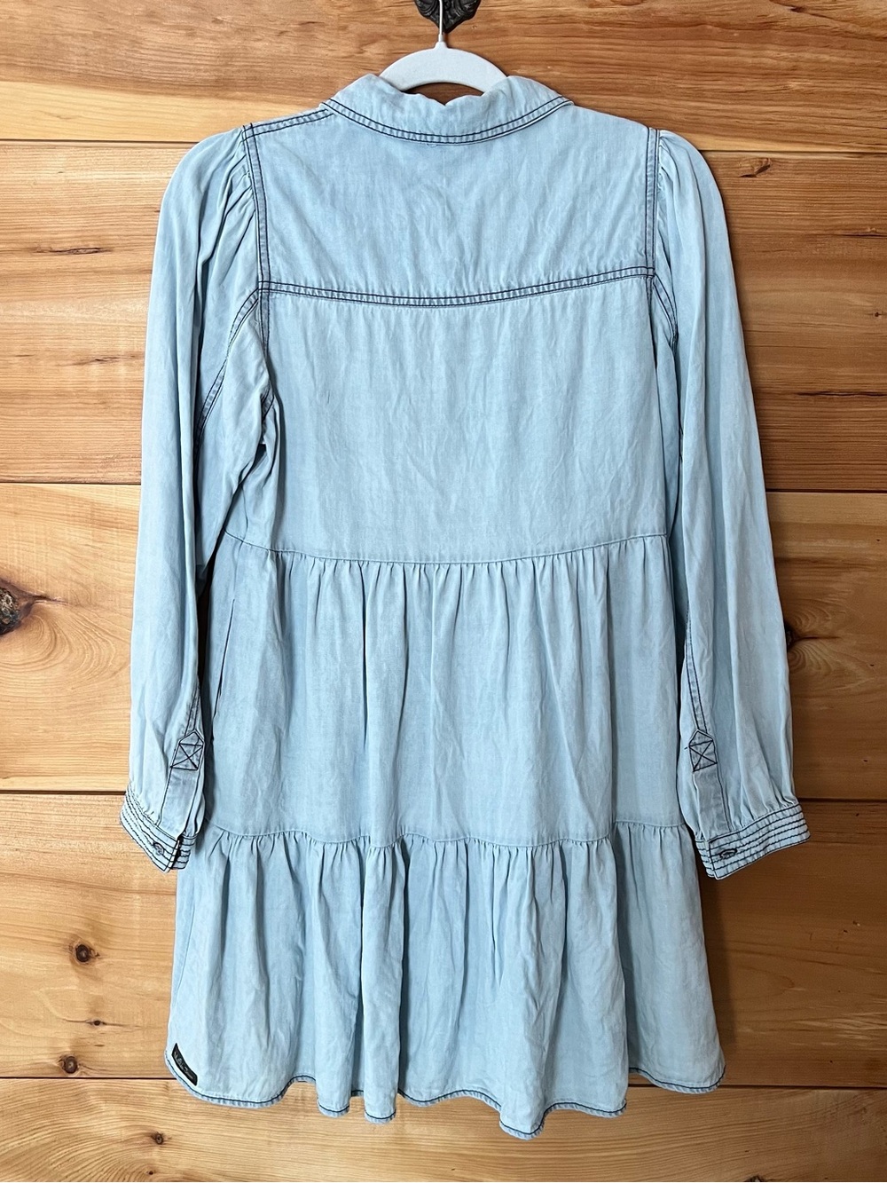 Matilda Jane Light Blue Tiered Chambray Shirt Dress Babydoll Western BohoChic - Picture 8 of 8